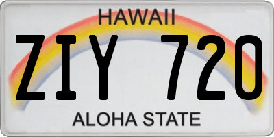 HI license plate ZIY720