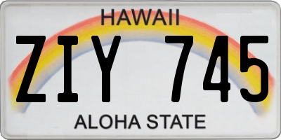 HI license plate ZIY745