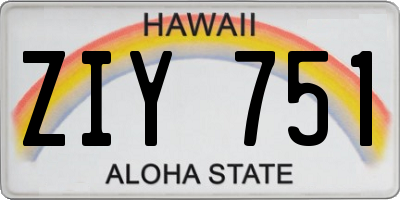 HI license plate ZIY751