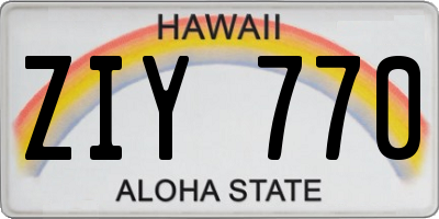 HI license plate ZIY770