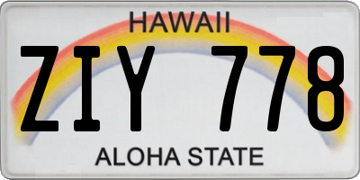 HI license plate ZIY778