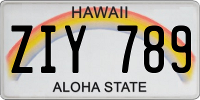 HI license plate ZIY789