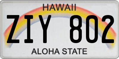 HI license plate ZIY802