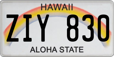 HI license plate ZIY830