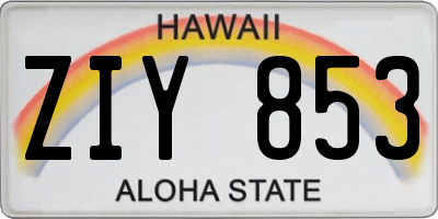 HI license plate ZIY853