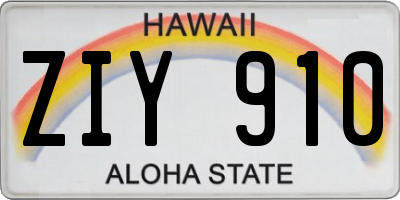 HI license plate ZIY910