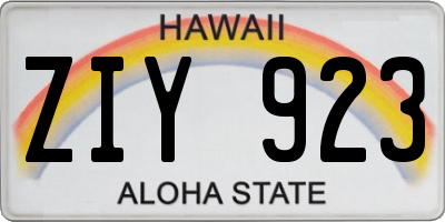 HI license plate ZIY923