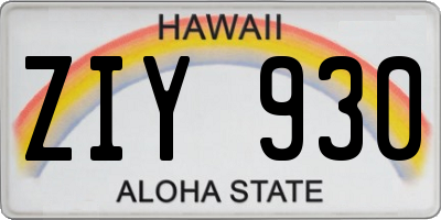 HI license plate ZIY930