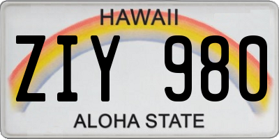 HI license plate ZIY980