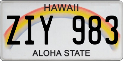 HI license plate ZIY983