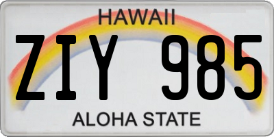 HI license plate ZIY985