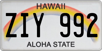HI license plate ZIY992