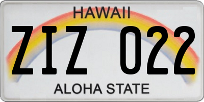HI license plate ZIZ022