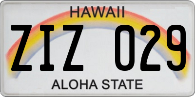 HI license plate ZIZ029