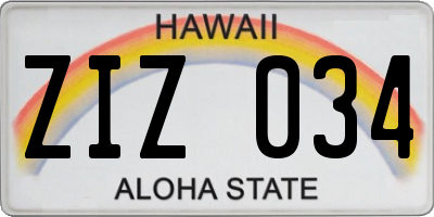 HI license plate ZIZ034