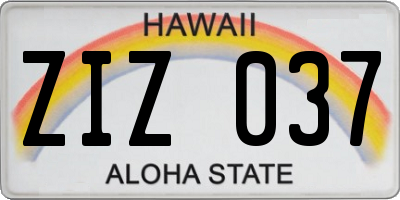 HI license plate ZIZ037