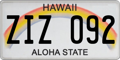 HI license plate ZIZ092