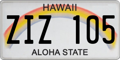 HI license plate ZIZ105