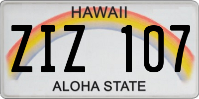 HI license plate ZIZ107