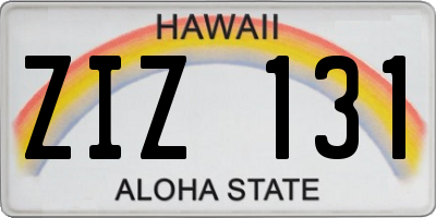 HI license plate ZIZ131