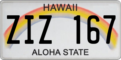 HI license plate ZIZ167