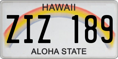 HI license plate ZIZ189