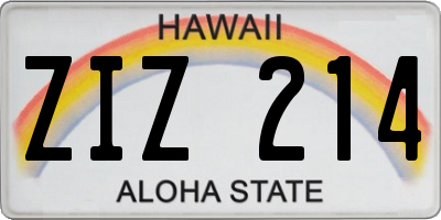 HI license plate ZIZ214
