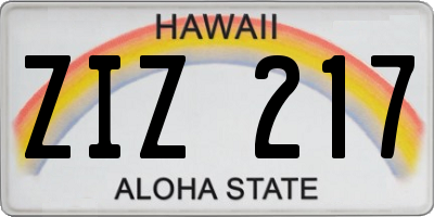 HI license plate ZIZ217