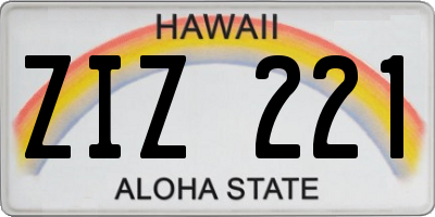 HI license plate ZIZ221