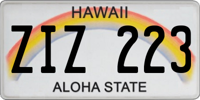 HI license plate ZIZ223