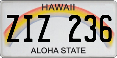 HI license plate ZIZ236