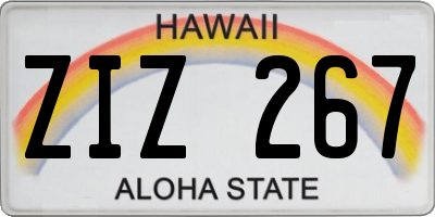 HI license plate ZIZ267