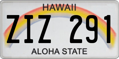 HI license plate ZIZ291