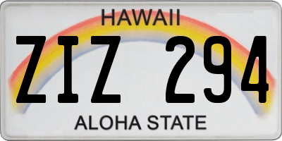 HI license plate ZIZ294