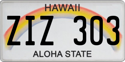 HI license plate ZIZ303