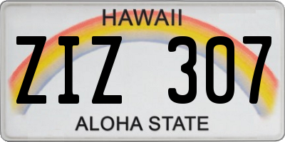 HI license plate ZIZ307