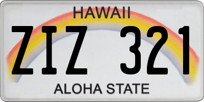 HI license plate ZIZ321