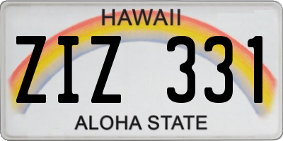 HI license plate ZIZ331