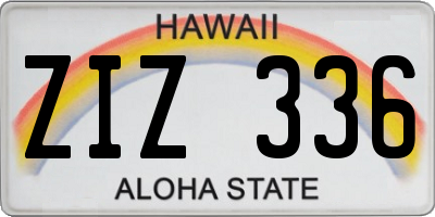 HI license plate ZIZ336