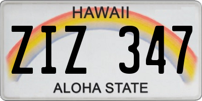 HI license plate ZIZ347