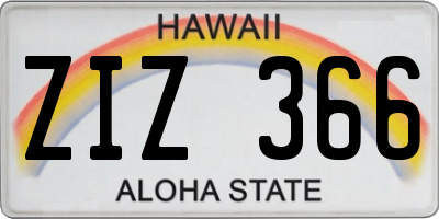 HI license plate ZIZ366