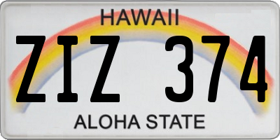 HI license plate ZIZ374