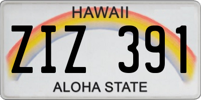 HI license plate ZIZ391