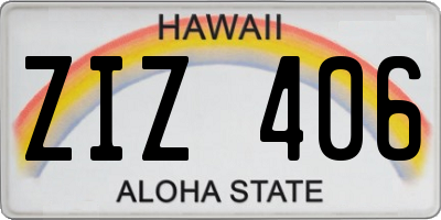 HI license plate ZIZ406