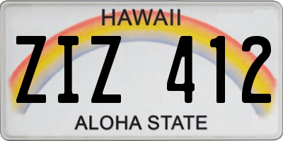 HI license plate ZIZ412