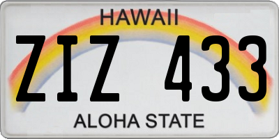HI license plate ZIZ433