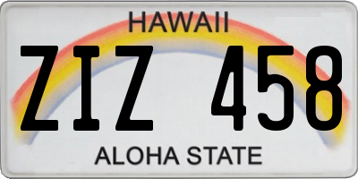 HI license plate ZIZ458