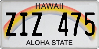 HI license plate ZIZ475