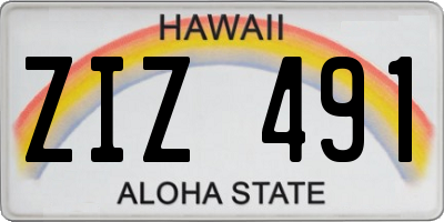 HI license plate ZIZ491