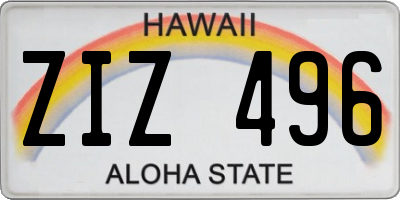 HI license plate ZIZ496